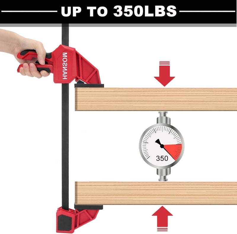 HANSOM Upgraded 4-Pack 24 Inch Woodworking Clamps,Bar Clamps Heavy Duty 350LBS Throat Depth 3-1/3”,One-Handed Quick Grip/Spreader Wood Clamps Set with Quick Change Button - Image 2